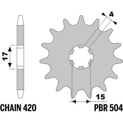 Kit chaîne EK/PBR 420DEH 13/49-120 - couronne acier standard
