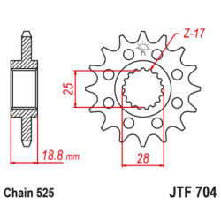 Kit chaîne EK/JT 525 ZVX3 - 16/40-108 - Couronne acier standard