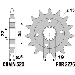 Kit chaîne EK/PBR 520SROZ2 14/43-118 - couronne renforcée