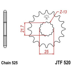 EK/JT Kit chaîne 525ZVX3 - 17/45-120 - Couronne acier standard