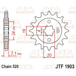 EK/JT Kit chaîne 520SRX2- 114/45-118 - Couronne acier standard