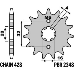 EK/JT Kit chaîne 428SR - 14/45-122 - Couronne acier standard