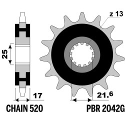 Kit chaîne EK/PBR 520 SRX2 - 15/43-116 - Couronne acier standard