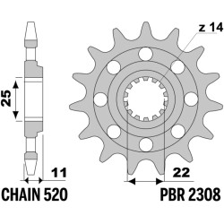 Kit chaîne EK/PBR 520 MRD7 - 13/49-116 - Couronne alu standard