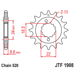 Kit chaîne EK/JT 520SRX2 15/45-112 - couronne standard