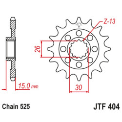 Kit chaîne EK/JT 525MVXZ2 17/45-118 - couronne standard