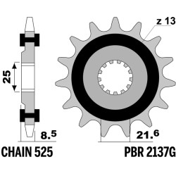 Kit chaîneEK/PBR 525ZVX3 15/42-112 - couronne standard