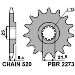 Kit chaîneEK/PBR 520SRX2 14/38-100 - couronne standard