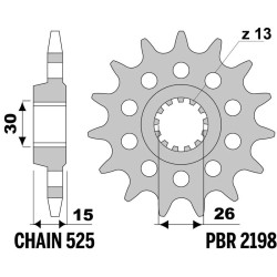 Kit chaîne EK/PBR 525MVXZ2 17/46-122 - couronne standard
