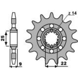 Kit chaîne EK/PBR 525ZVX3 16/41-110 - couronne standard