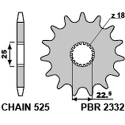 Kit chaîne EK/PBR 525MVXZ2 17/37-108 - couronne standard