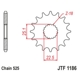 Kit chaîne EK/JT 525MVXZ2 17/37-108 - Couronne acier renforcé
