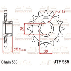 Kit chaîne EK/JT 530ZVX3 19/48-128 - Couronne acier renforcé