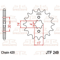 Kit chaîne EK/JT 420SR 14/37-98 - Couronne acier renforcé