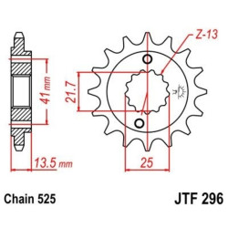 Kit chaîne EK/JT 525MVXZ2 16/44-120 - Couronne acier renforcé